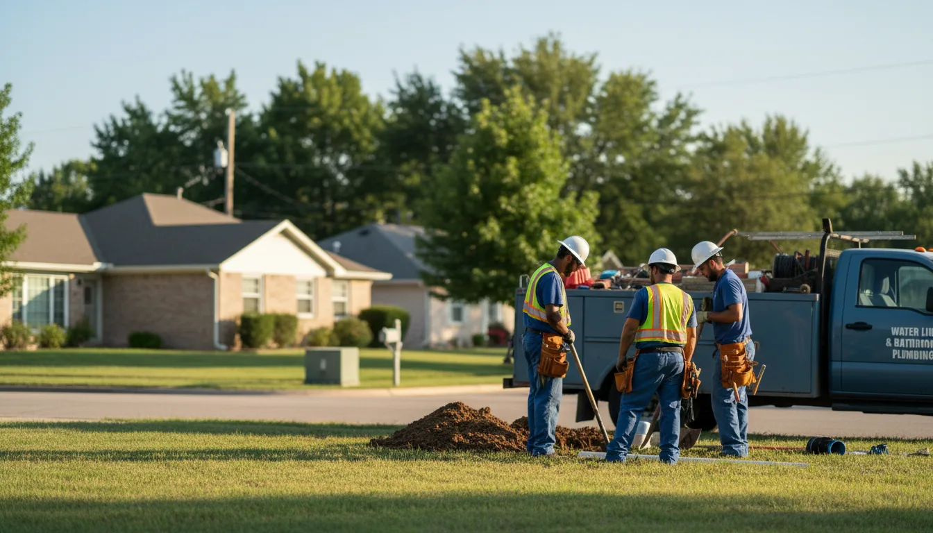 Residential water line and bathroom plumbing service in Depew, OK